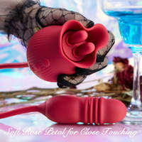 Rose 10Zunge Leckender Stoßender Dildo Vibrator Klitoris und Nippel-Stimulator G-Spot Rose Vibrator für Damen Weibliches Sexspielzeug