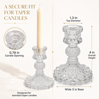 Lot de 4 bougeoirs coniques en verre transparent de 4 pouces, coupe diamant, pour centre de table de mariage et décoration intérieure
