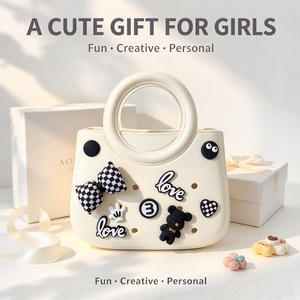 DIY EVA Kids Handbag Cute Cartoon Design <b>Bow</b> Decor Open Top Dual Handles Waterproof <b>Large</b> Capacity for Girls Daily Use - Product Image 2