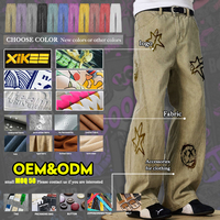 TaiDe OEKO-TEX 13oz Bol Paça Düz Kesim Kot Pantolon 4 Renk Düz Yıkanmış Denim Bilek Logosu İşlemeli Özel Logo OEM ODM Toptan Erkek