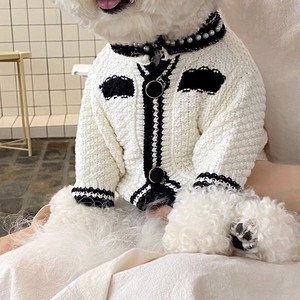 Joymay Áo len cho cún con bán chạy nhất Áo len dệt kim thoáng khí phong cách Hàn Quốc cho chó bông Pomeranian ấm áp mùa hè cotton in họa tiết vải lanh - Product Image 5
