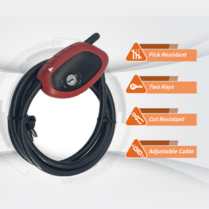 Cerradura de <span class=keywords><strong>cable</strong></span> ajustable larga de 12mm de diámetro grueso de llave <span class=keywords><strong>extra</strong></span> mecánica antirrobo de alta resistencia para almacén de montaña - Product Image 2