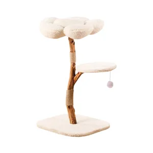 Flower Cat Climbing Frame Solid Wood Trunk Cat Nest Jumping Platform One Sisal Does Not Occupy An Area Of Cat Tree Luxury Villa