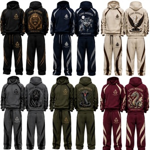 Conjunto Deportivo con Capucha para Hombre Long Mission, Sudadera Casual de Manga Larga, Pantalones con Cordón, Corte Regular, 100% Algodón, Invierno - Product Image 5