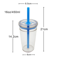 2025 nouveau design personnalisé petit gobelet gobelet 12oz 16oz tasse froide en plastique transparent à paroi unique avec couvercle et paille pour la rentrée des classes