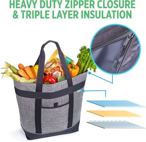 Borsa Termica Riutilizzabile con Cerniera per Picnic e Spesa, Mantiene Caldo o Freddo per Alimenti - Product Image 3