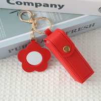 Nouvelle Pochette Créative en Cuir PU pour Rouge à Lèvres, Boîte de Rangement pour Rouge à Lèvres, Trousse de Maquillage Mini avec Anneau Métallique Porte-clés