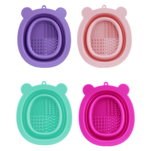 Esponja de silicona plegable con orejas de oso para limpiar maquillaje, lavable, para herramientas cosméticas - Product Image 5