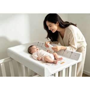 Station de soin pour bébé surdimensionnée avec surface en PVC imperméable, rembourrage en mousse souple, panneau MDF robuste et stable - Product Image 1