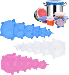 12pcs Reusable Silicone Stretch Lids Silicone Bowl Covers 6 Different Sizes Silicone Lids For Food Container Storage