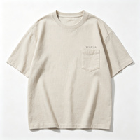 T-shirt personnalisé pour femme en mélange de lin naturel, coupe ample, col rond, manches courtes avec poche brodée, fabricant OEM