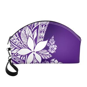 Borsa cosmetica all'ingrosso Samoa polinesia Plumeria sublimazione Vintage borse con Zip cosmetici da viaggio Casual stampa personalizzata borsa per il trucco - Product Image 4