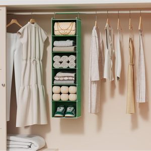 6-<b>Shelf</b> Hanging Closet Organizer 33x15x85cm Foldable Storage <b>Shelves</b> For Bedroom Clothing Organizer - Product Image 5