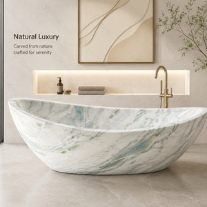 Baignoire autoportante de luxe en marbre naturel, sculptée à la main, en pierre naturelle, style européen, pour salle de bain, <span class=keywords><strong>spa</strong></span>, hôtel, intérieur - Product Image 1