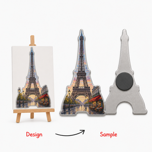 Aimant de réfrigérateur en métal personnalisé inspiré de la Tour Eiffel, <span class=keywords><strong>Paris</strong></span>, France, souvenir d'attraction touristique fabriqué selon le design du client - Product Image 1
