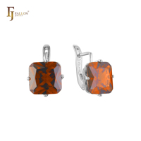 Boucles d'oreilles clipsables FJ Fallon Jewelry, grande taille, en zircone cubique rouge clair, plaquées or blanc