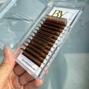 Nhà Máy Tùy Chỉnh Nhãn Hiệu Riêng Màu Nâu Đậm Lông Mi 0.03Mm J <span class=keywords><strong>B</strong></span> C <span class=keywords><strong>D</strong></span> <span class=keywords><strong>Lb</strong></span> Curl Màu Lash Mở Rộng Nâu Lash Mở Rộng Khay - Product Image 6