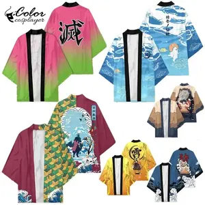 Unisex renk Cosplayer Haori pelerin gevşek hırka Harajuku ceket Anime japon Kimono Cosplay kostüm erkekler için yapılan Polyester