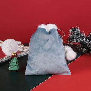 Pochette de Noël en velours en gros, sac d'emballage cadeau en feutre avec poignée longue, pour bijoux et bonbons, idéal pour la veille de Noël - Product Image 5