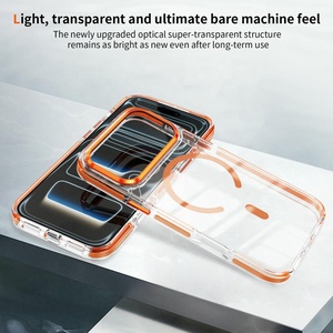 Funda Protectora para Teléfono con Carga Magnética, Resistente a Golpes, de Doble Color, No Amarillea, para iPhone 16 17 Air Pro Max Plus, <span class=keywords><strong>Naranja</strong></span> - Product Image 4
