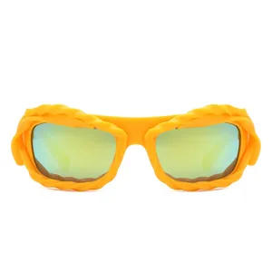 Occhiali da Sole Futuristici Riff - Montatura Spessa Rettangolare Irregolare Intrecciata - Product Image 6