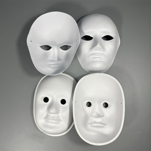 Hombres y mujeres Cara completa Color blanco Favores de fiesta Máscaras de papel en blanco Mache - Product Image 2