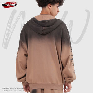 Sudadera con capucha para hombre, oversize, con cremallera YKK, frontal abierto, efecto tie-dye, lavado Monkey Wash, vintage, 100% algodón, 430GSM - Product Image 5