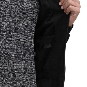 Blouson Bomber Noir Homme Couleur Unie Fermeture Éclair Col Montant Respirant Hiver Coupe-Vent Décontracté Polyester - Product Image 6