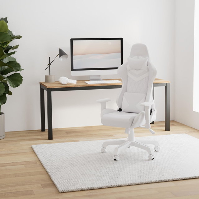 White New High-Back Ergonomic Computer Gaming Chair RGB Rgb Executive Chair Leather Massage Fabric Swivel Feature Office Use