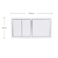 Interrupteur mural ABS PC standard UE 2 gangs 2 voies blanc, interrupteur électrique en saillie pour usage domestique, bureau et chambre