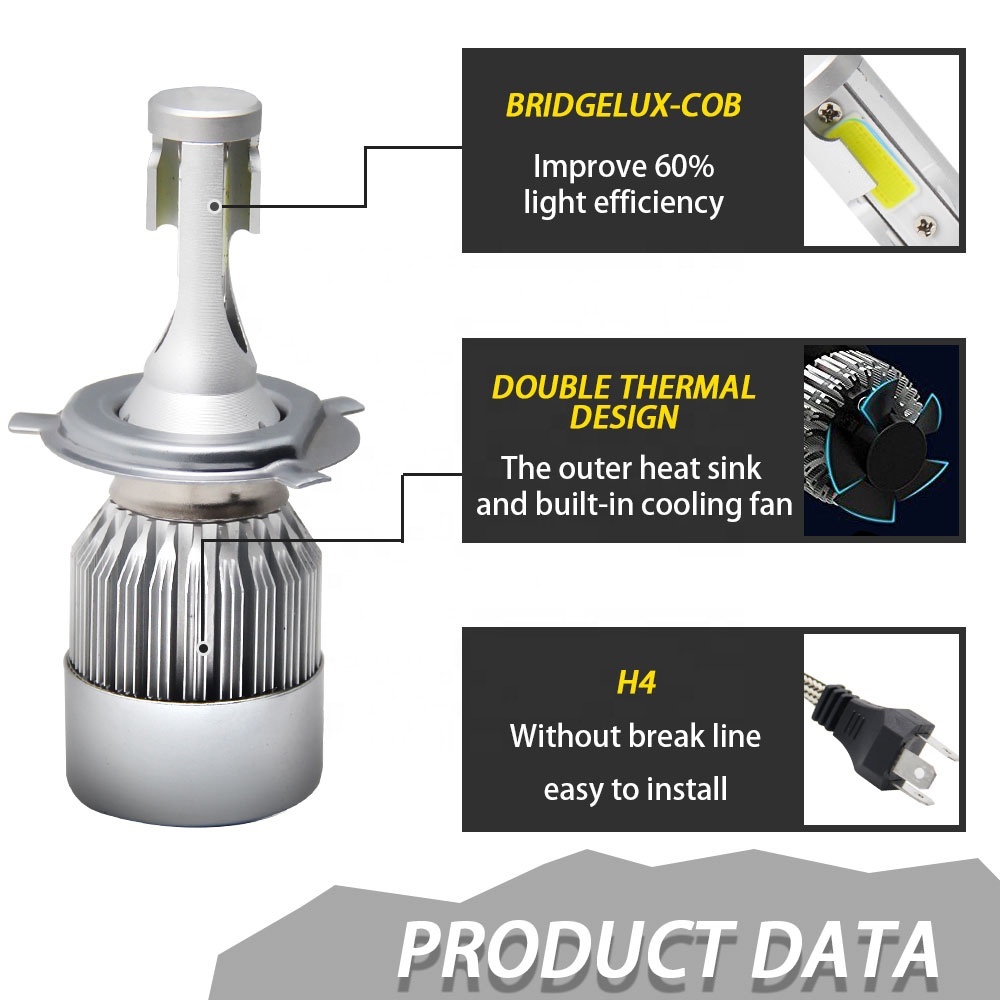 New C6 LED Headlight H4 H13 9005 9006 H1 H3 H27 881 H11 12V Car LED H4 Light H7 LED Headlight Bulb Automobile · image 4