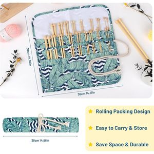 Indskill 18 Pairs Bamboo Knitting Needles <b>Set</b> - 10 Inches Wooden Knitting Needles Single Point with Roll Bag - Portable - Product Image 5