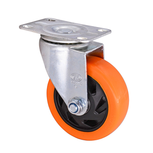 Roulettes industrielles M12 Guangdong, orange, en PP/PVC, moyenne capacité, avec tige de 4 pouces, roulettes pivotantes avec bande de roulement - Product Image 4