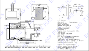 Elevator Parts Transformer Model EI86*50 Single Phase 50Hz AC220V Input DC48V2A Output Dual-Winding Coil N2003948 - Product Image 4