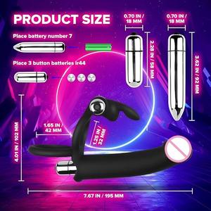 Vibrador de Anillo de Doble Orificio de 10 Frecuencias, Deslizador de Conejo, para Parejas, Retrasa la Eyaculación Masculina y Femenina, Masturbador de Huevo - Product Image 4