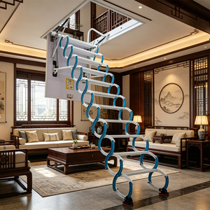 <span class=keywords><strong>Escalera</strong></span> retráctil telescópica compacta de acero al carbono para ático, oculta en el techo, con peldaños engrosados y plegables. - Product Image 2