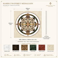 Mosaïque personnalisée en marbre blanc de Carrare, motif jet d'eau, pour décoration intérieure, incrustation de carreaux polis, décoration de sol, villa privée