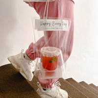 Sac d'emballage transparent pour thé au lait à bulles avec logo personnalisé, sac d'emballage pour café à emporter, emballage pour boissons, sac en plastique OPP recyclable