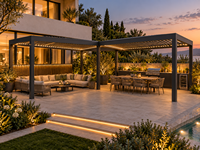 Pergola Bioclimatique Moderne en Aluminium à Lames Orientables pour Jardin, Gazebo, Pavillon de Patio - Vente en Gros Usine - Fournisseur