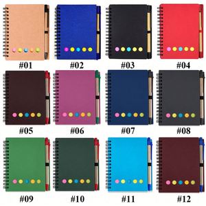 Design Cheap Promotional Custom Logo Spiral Notebook Kraft Paper Cover <b>Notepad</b> with Sticky Notes and Eco-friendly Pen - Product Image 6