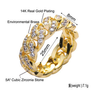 पुरुषों के लिए जिरकोनिया क्यूबन चेन छल्ले के छल्ले के छल्ले के छल्ले के छल्ले - Product Image 5