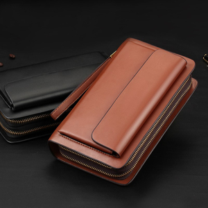 Luxe Portemonnee Dubbele Rits Zakelijke Mannelijke Grote Capaciteit Telefoonkaart Hoder Geld Clip Lange Leren Mannen Clutch Tas - Product Image 2