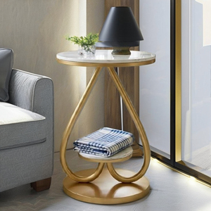 Modern heart shape Round Console <b>Table</b> with <b>Marble</b> <b>Top</b> and Brass Pedestal Base for Living Room Furniture - Product Image 5