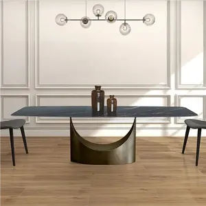 نوفا طاولة عشاء مستطيلة الشكل باللون الأسود مع قاعدة من الفولاذ المقاوم للصدأ 10 أماكن لأثاث المطاعم لحفلات الزفاف