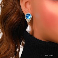 Anting-anting Zirkon Baja Anti Karat Berkualitas Tinggi MW, Perhiasan Mewah Modis untuk Wanita, Anting-anting Liontin Mutiara