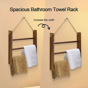 Échelle porte-serviettes marron foncé, support <span class=keywords><strong>de</strong></span> <span class=keywords><strong>plafond</strong></span> décoratif rustique pour salle <span class=keywords><strong>de</strong></span> bain et salon, barre porte-serviettes suspendue - Product Image 2