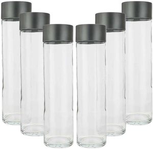Botella de Agua de Vidrio Cuadrada Transparente Personalizada de 200ml-1000ml, Ecológica, con Serigrafía, Certificada, con Bomba y Tapa de Rosca para Jugo - Product Image 2