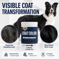 Poudre de couleur pour pelage de chiens à poils foncés à base d'algues et de spiruline 200g – Mélange à l'alimentation – Pigment naturel – Vente en gros