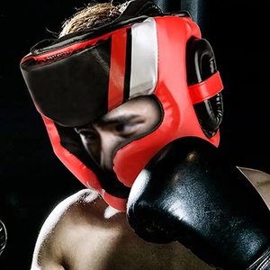 Kickboxing Karate Muay Thai Fight Headgear Transpirable Logotipo personalizado Cuero genuino Boxeo MMA-Sparring Gym Training Head Guards - Product Image 5