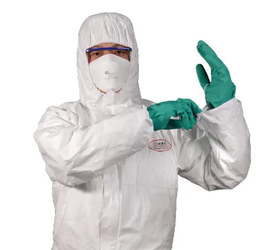 Tip 5/6 tek kullanımlık nefes tyvek denklik kumaş kimyasal koruyucu takım elbise